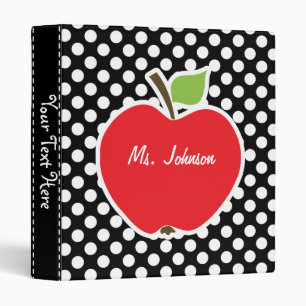 Apple on Black and White Polka Dots Binder