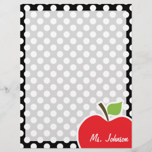Apple on Black and White Polka Dots Letterhead