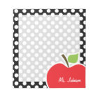 Apple on Black and White Polka Dots Notepad | Zazzle