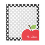 Apple On Black And White Polka Dots Notepad at Zazzle