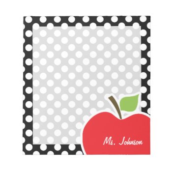 Apple On Black And White Polka Dots Notepad by Baby_Shower_Boutique at Zazzle