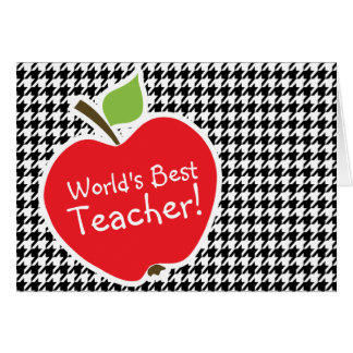 Apple on Black & White Houndstooth Cards