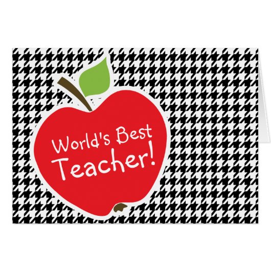 Apple on Black & White Houndstooth Cards (Front Horizontal)