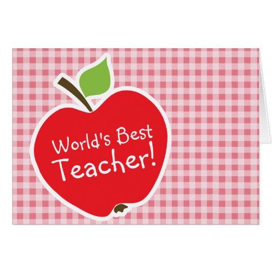 Apple on Blush Pink Gingham Cards (Front Horizontal)