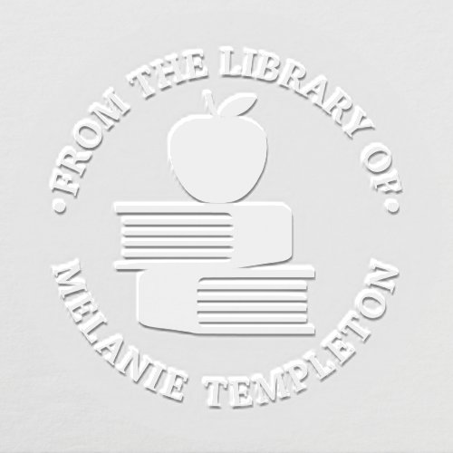 Apple on Books From the library of Name Monogram Embosser