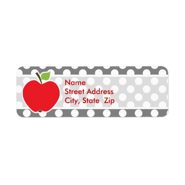 Apple on Dark Gray Polka Dots Label (Front)