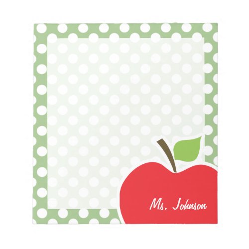 Apple on Laurel Green Polka Dots Notepad