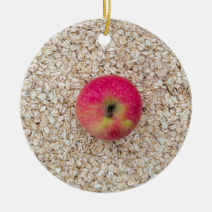Apple on oatmeal ceramic ornament