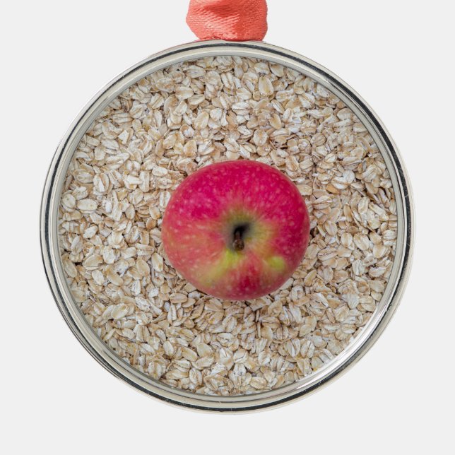 Apple on oatmeal metal ornament (Front)