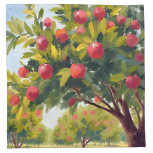 Apple Orchard Autumn Fall Watercolor Art Cloth Napkin
