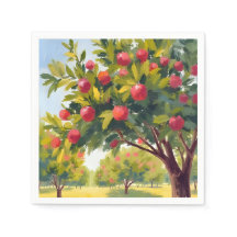 Apple Orchard Autumn Fall Watercolor Art