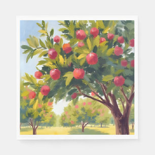 Apple Orchard Autumn Fall Watercolor Art Napkins