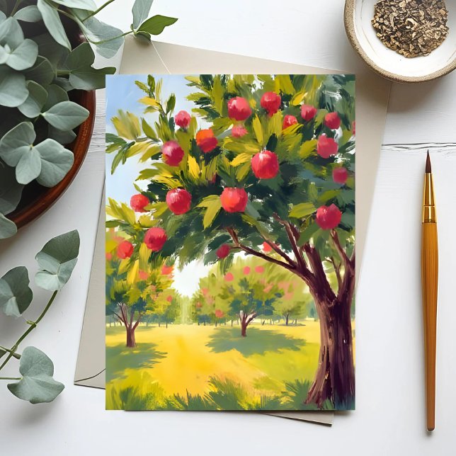 Apple Orchard Autumn Fall Watercolor Postcard (Creator Uploaded)