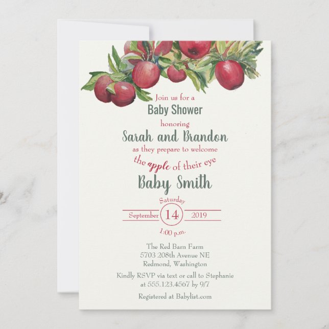 Apple Orchard Baby Shower Invitation (Front)