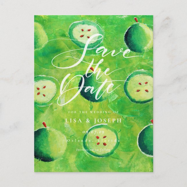 Apple Orchard Country Script Save the Date Announcement Postcard (Front)