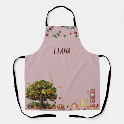 Apple Orchard Custom Name All Over Print Apron_Med Apron