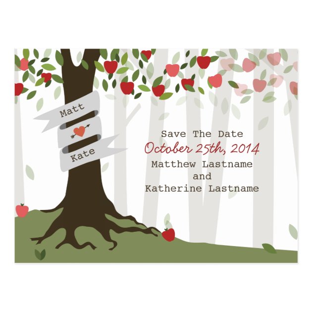 Apple Orchard Fall Autumn Wedding Save The Date Postcard