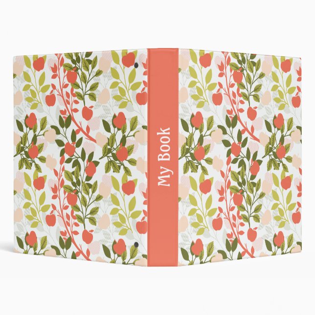 Apple Orchard Floral Garden Pattern 3 Ring Binder (Background)