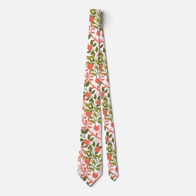 Apple Orchard Floral Garden Pattern Neck Tie (Front)