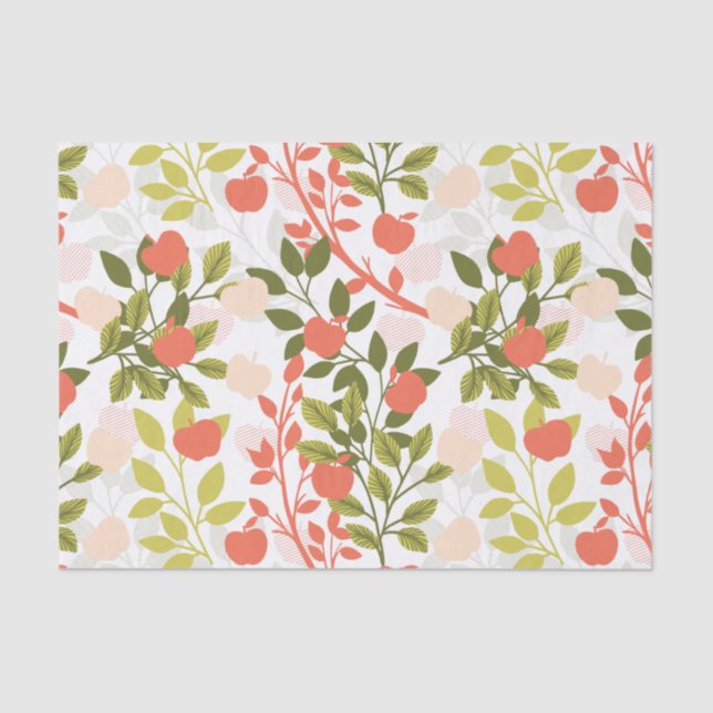 Apple Orchard Floral Garden Pattern Tissue Paper (Front)