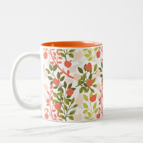 Apple Orchard Floral Garden Pattern Two_Tone Coffee Mug