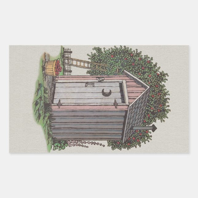 Apple Orchard Outhouse Rectangular Sticker (Front)