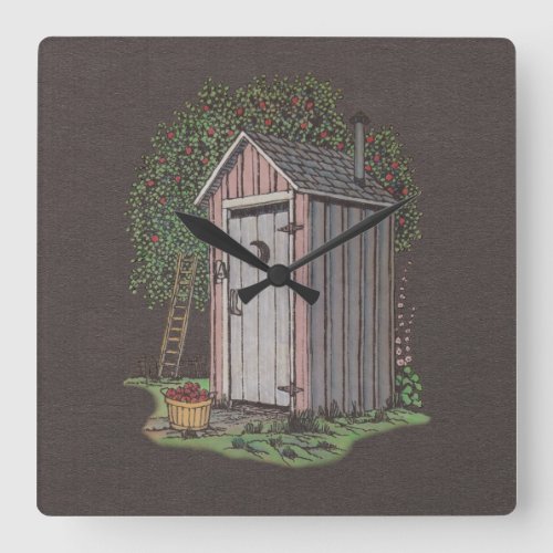 Apple Orchard Outhouse Square Wall Clock