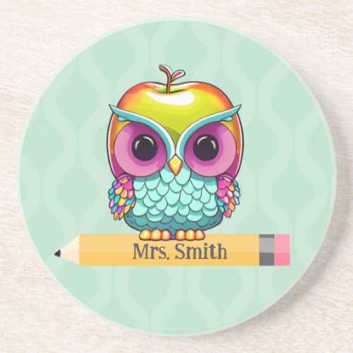 Apple Owl Teacher Teaching is a Hoot Desk Coaster