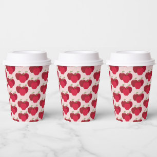 Apple Pattern 12oz Paper Cup with Lid for Events