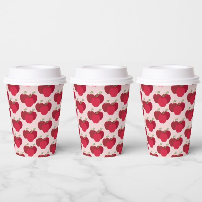 Apple Pattern 12oz Paper Cup with Lid for Events (Multi)