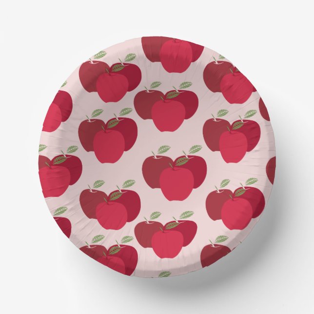 Apple Pattern 7" Paper Bowl for Parties or Events (Front)