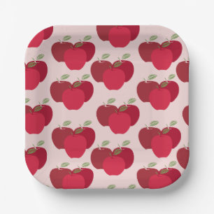 Apple Pattern 7" Square Plate for Parties or Event