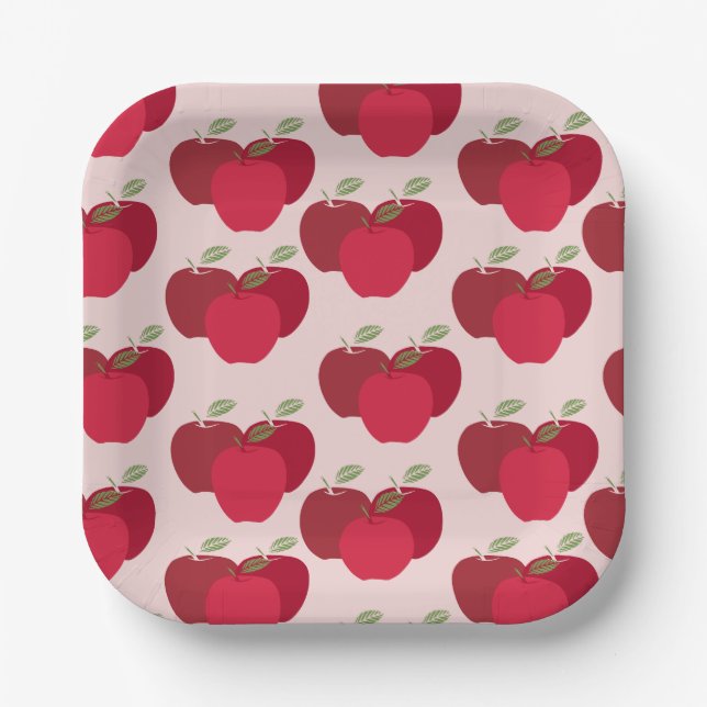 Apple Pattern 7" Square Plate for Parties or Event (Front)