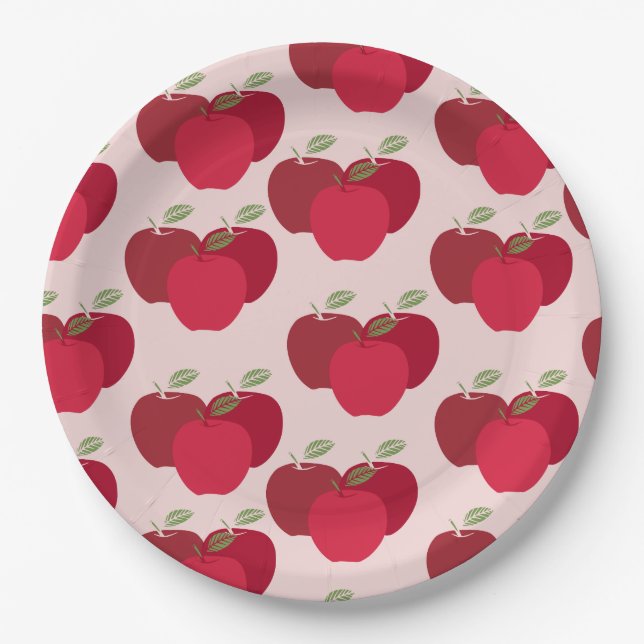 Apple Pattern 9" Round Plate for Parties or Events (Front)