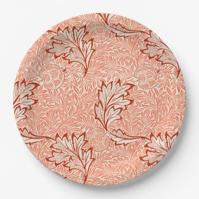 Apple Pattern (by William Morris) Paper Plates (Front)