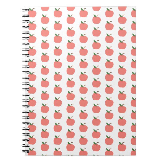 Apple Pattern | Cute Teacher Modern Scandi Pink Notebook (Front)