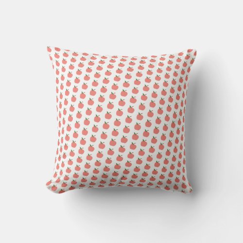 Apple Pattern  Cute Teacher Modern Scandi Pink Throw Pillow