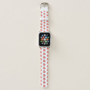 Apple Pattern Cute Teacher Modern Scandi Pink Watch Band