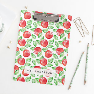 Apple Pattern Personalized Teacher Clipboard