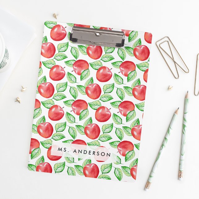 Apple Pattern Personalized Teacher Clipboard (Creator Uploaded)