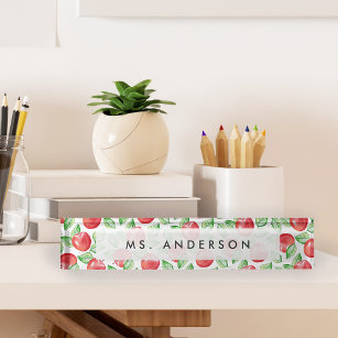 Apple Pattern Personalized Teacher Name Plate