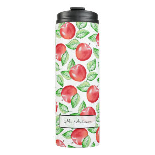 Apple Pattern Personalized Teacher Thermal Tumbler