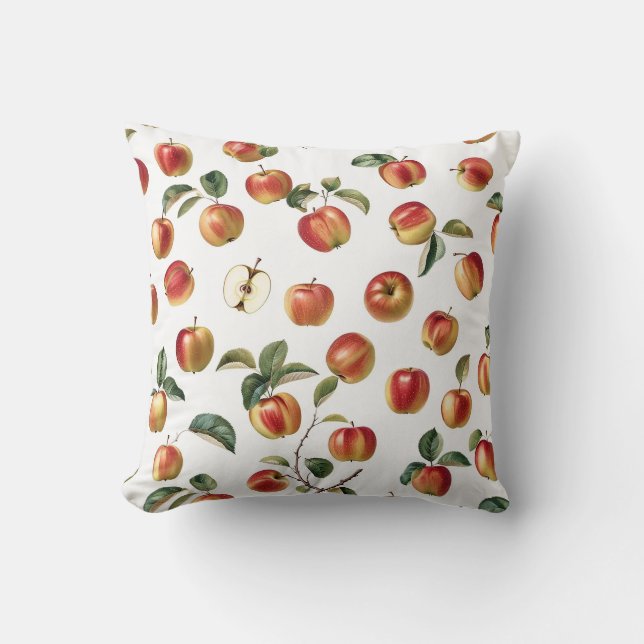 Apple Pattern Throw Pillow (Front)