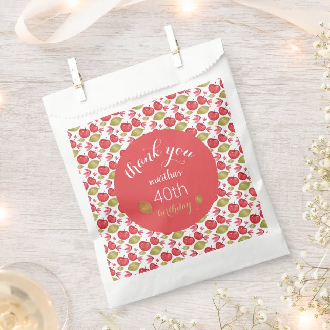 Apple Pattern Watercolor Hand-painted Favor Bag (Clipped)
