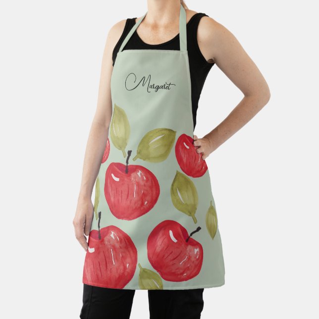 Apple Pattern Watercolor Hand-painted Paper Coaste Apron (Insitu)