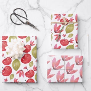 Apple Pattern Watercolor Hand-painted Wrapping Pap Paper Sheets
