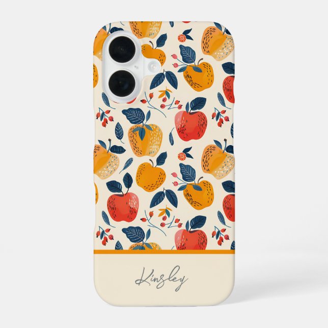Apple Pattern with custom Name   Iphone Case (Back)