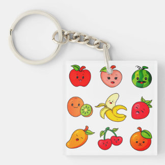 Apple, Peach, Watermelon Keychain