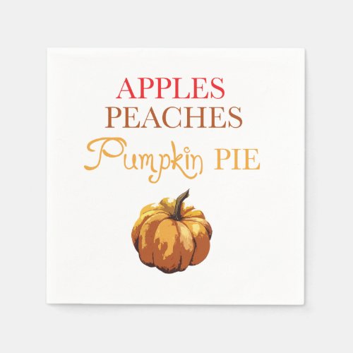 Apple Peaches Pumpkin Pie Autumn Napkin