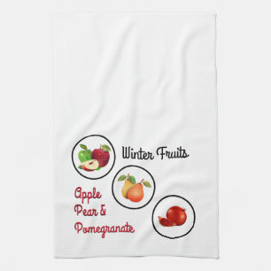 Apple, Pear & Pomegranate Design Kitchen Towel